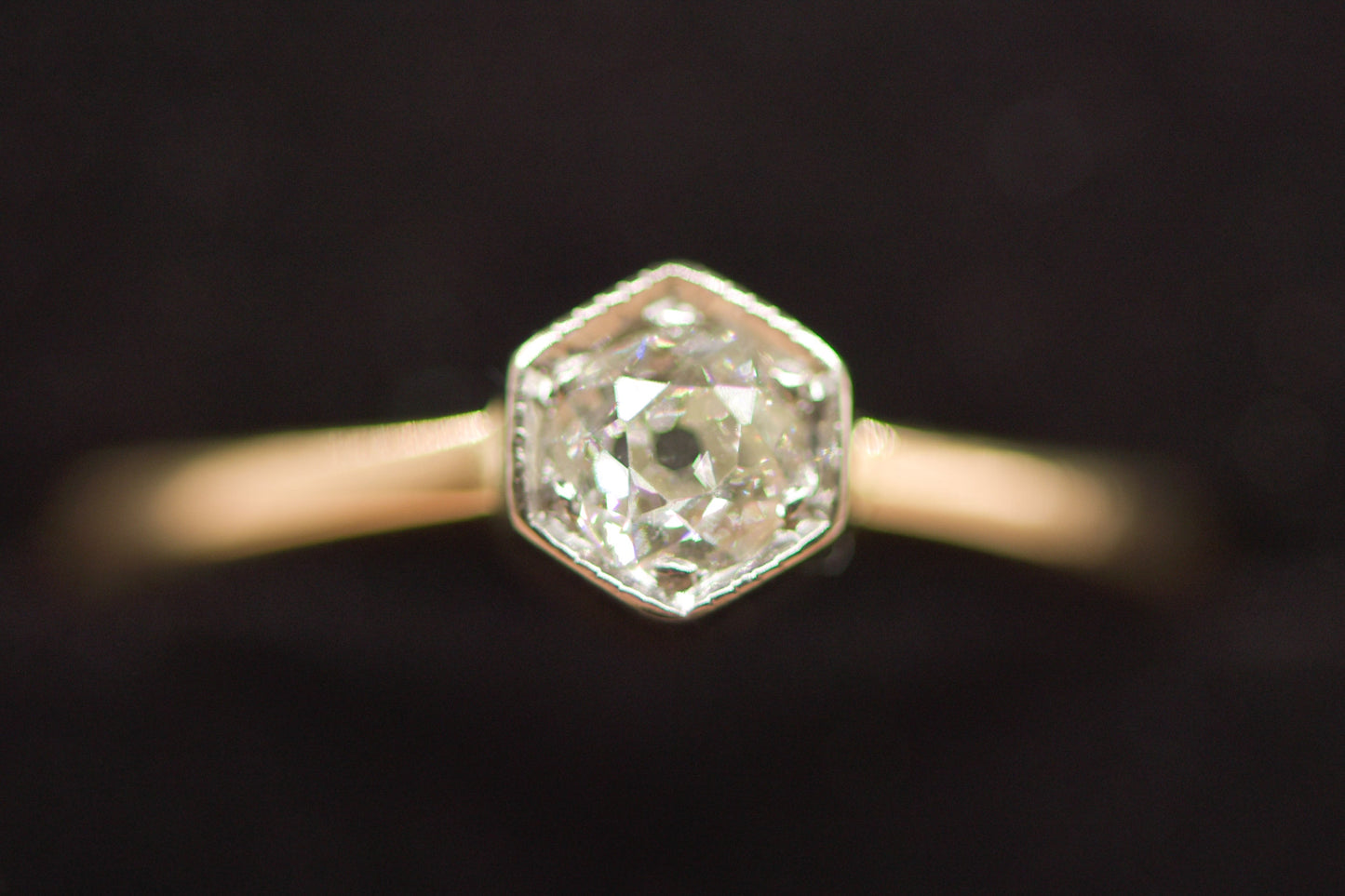 Maggie ring - 18ct yellow and white gold old mine cut