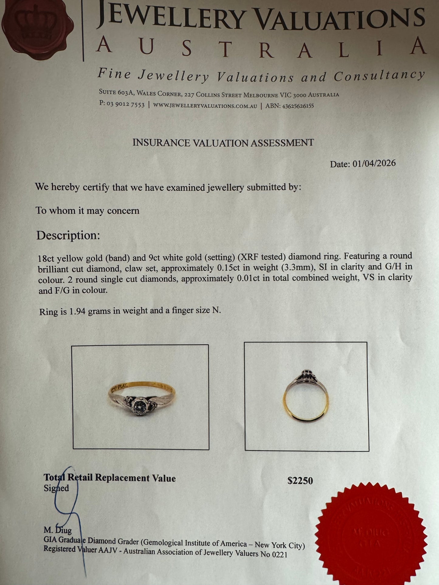 Jessika - 18ct Art Deco gold ring