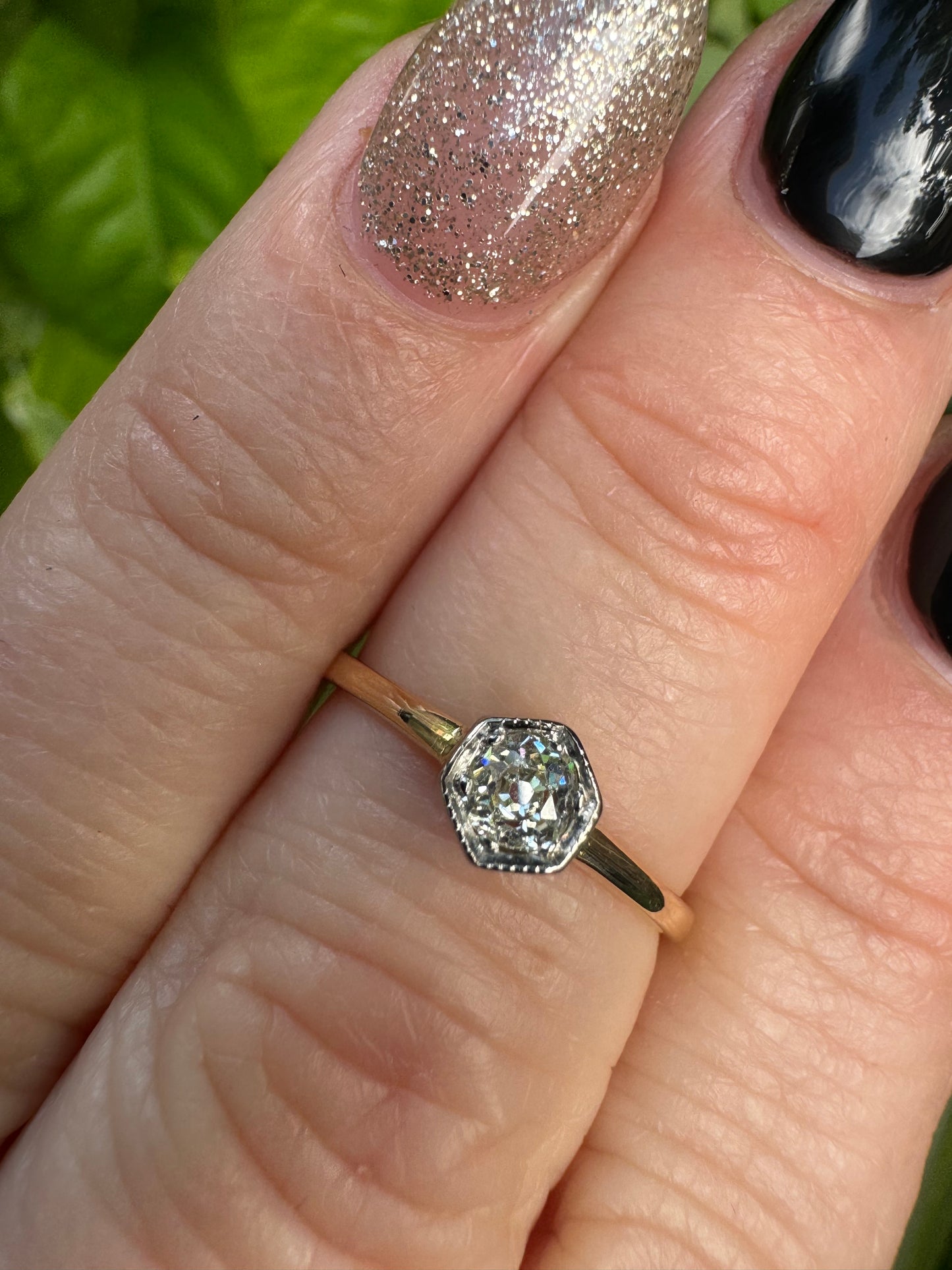 Maggie ring - 18ct yellow and white gold old mine cut