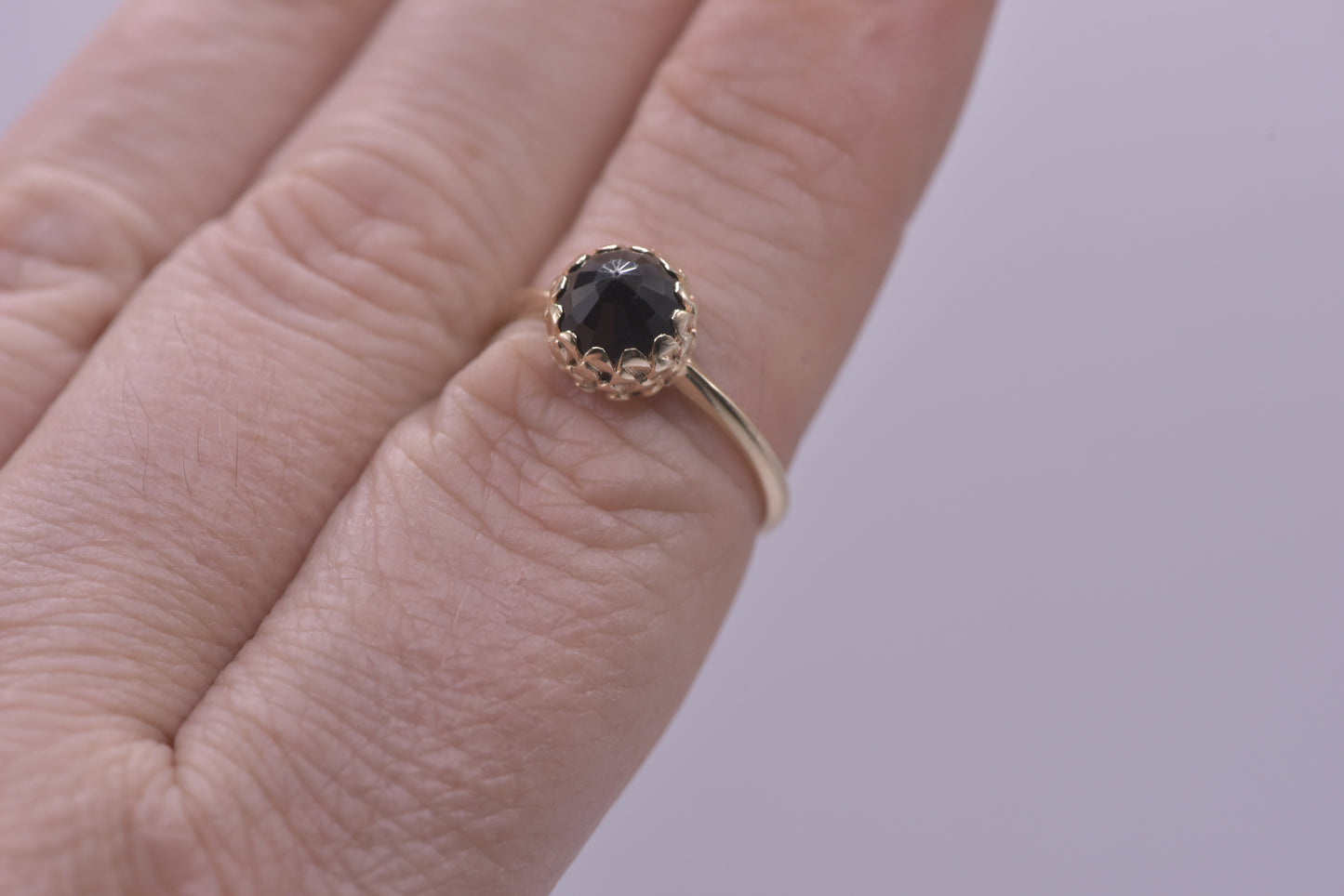 Meadowlark protea ring - 9ct yellow gold with Onyx