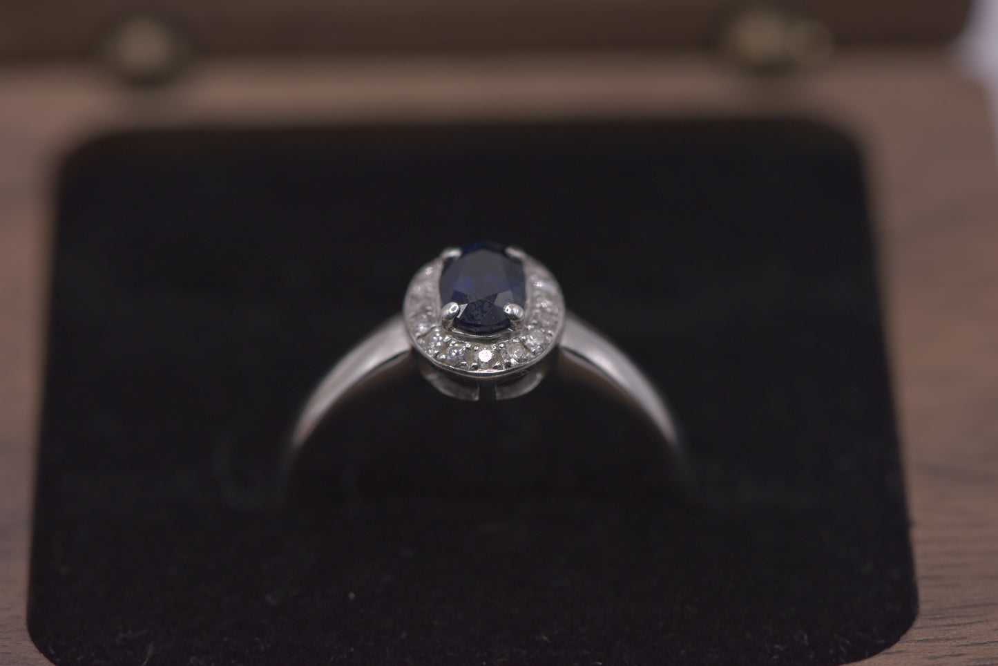 Edith - 14ct white gold sapphire and diamond ring