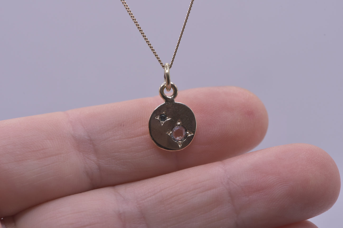 9ct yellow gold pendant with natural green sapphires