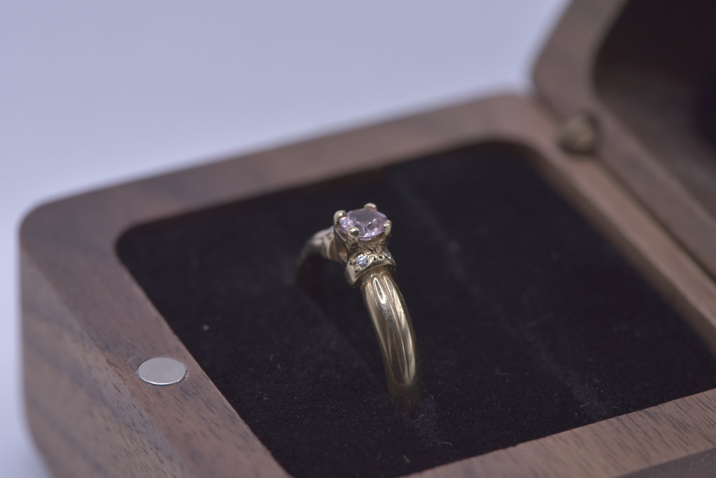 Roxy - 9ct blush pink rare Australian garnet ring with diamonds