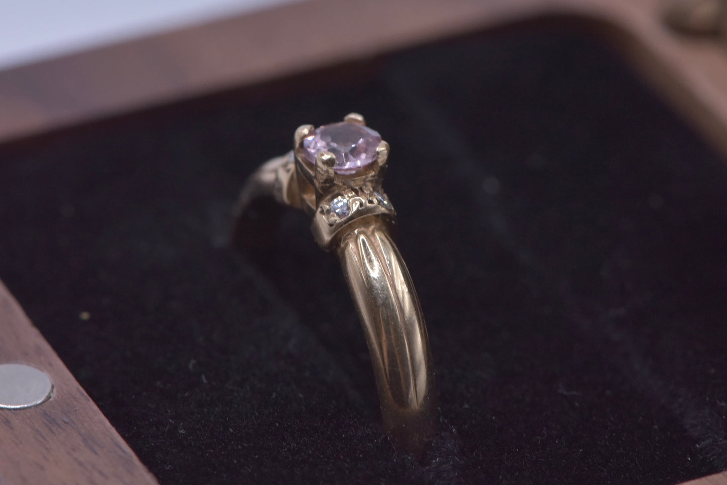 Roxy - 9ct blush pink rare Australian garnet ring with diamonds