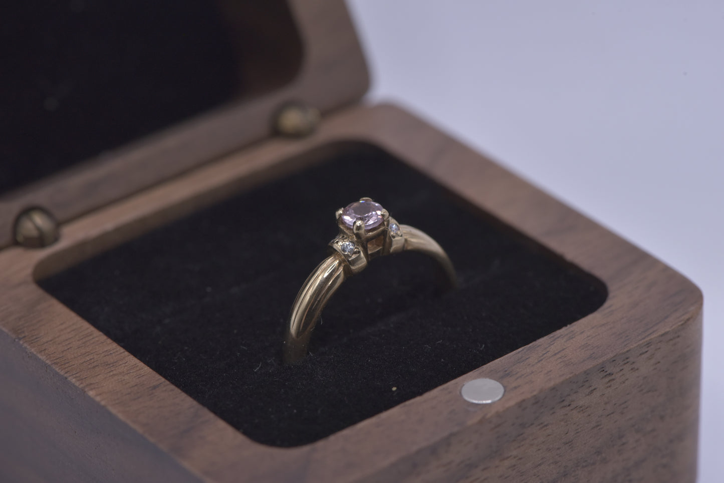 Roxy - 9ct blush pink rare Australian garnet ring with diamonds