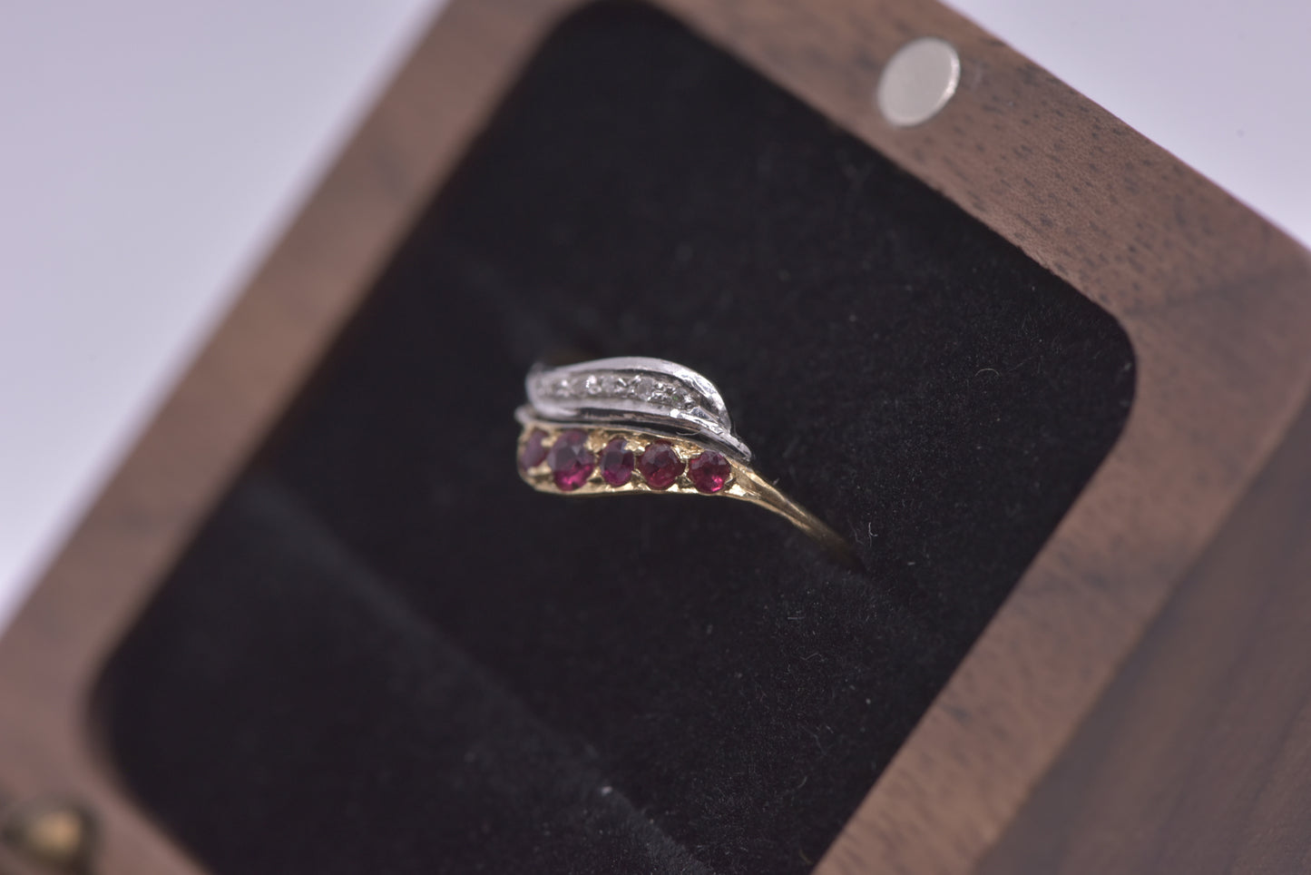 Gemini - 14ct ruby & Diamond yellow and white gold ring