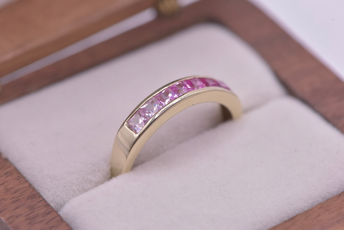 Zahna - 9ct yellow gold and Ombre pink stone ring