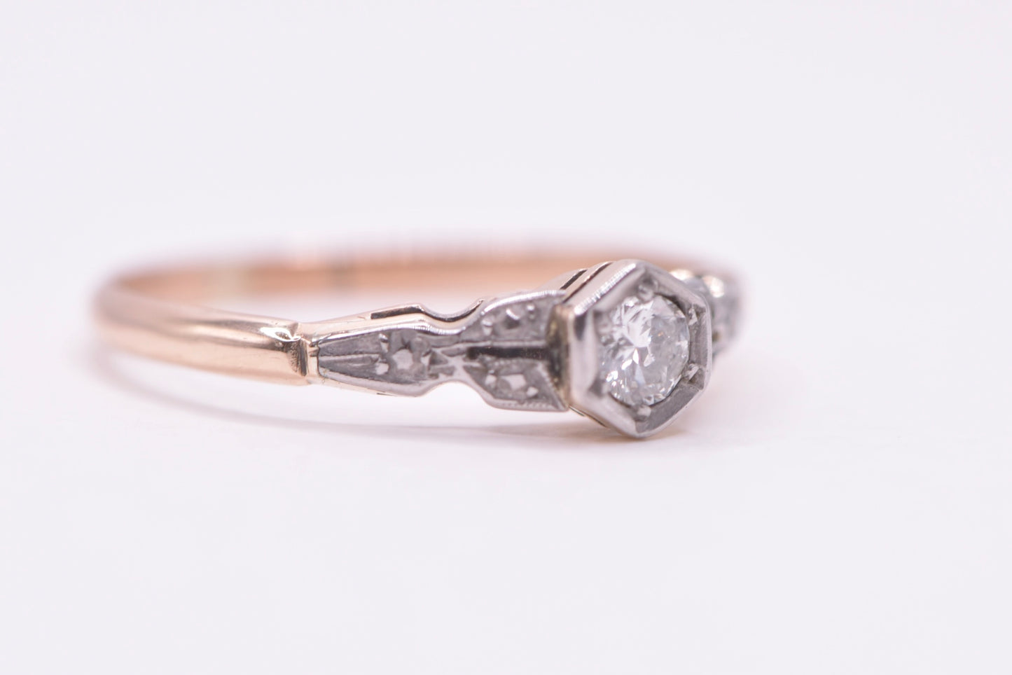 Zaria - Handmade 16ct vintage rose gold Diamond ring