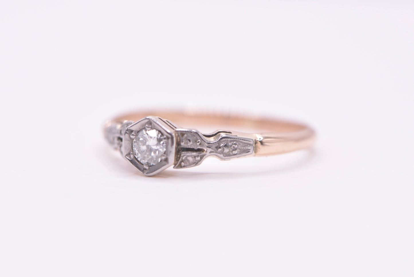 Zaria - Handmade 16ct vintage rose gold Diamond ring