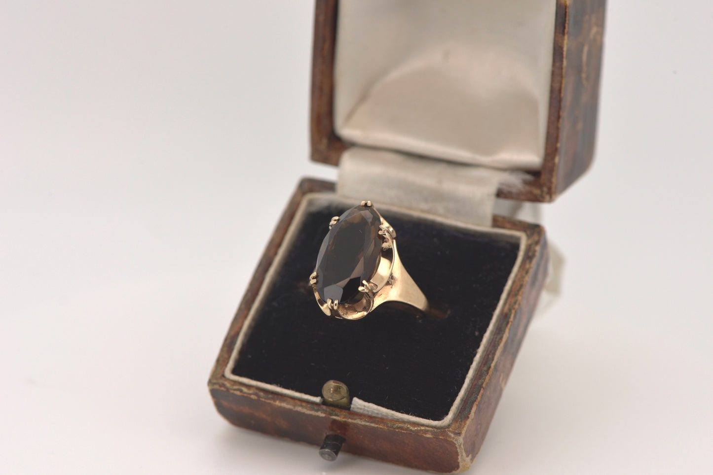 Willa - 9ct Smokey quartz cocktail gold ring - hallmarked 1974