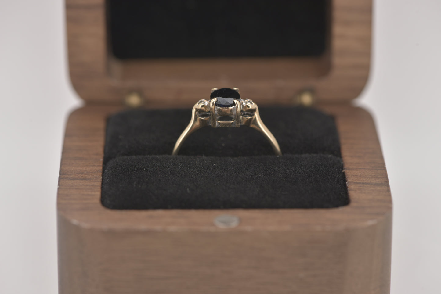 Sasha - Black Sapphire with diamonds in 9ct yellow gold ring