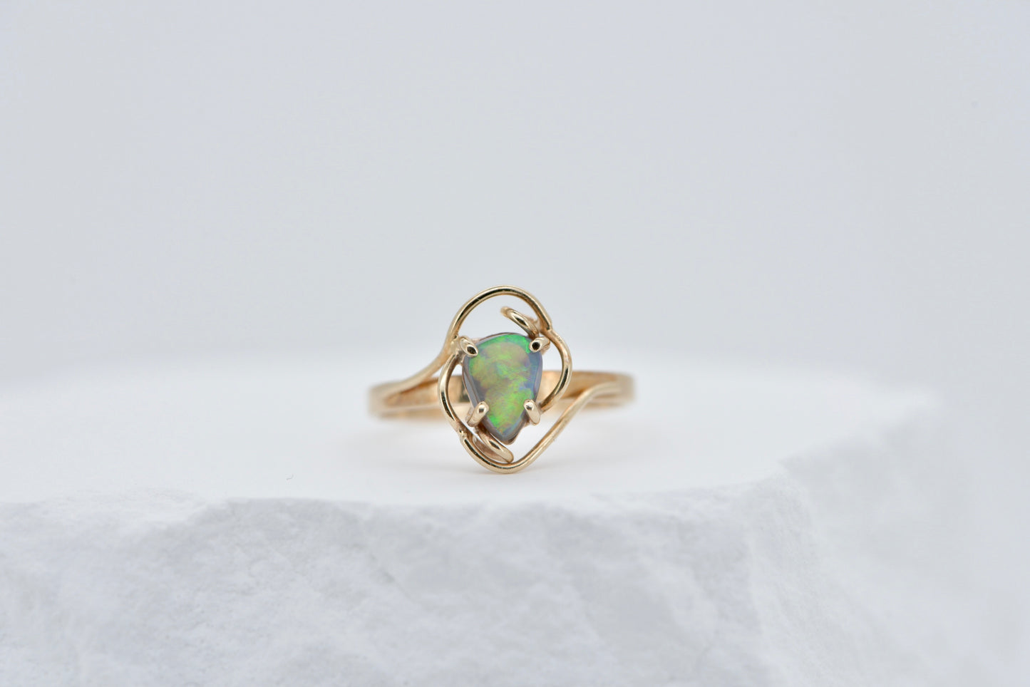 Angelina - 9ct retro solid Australian opal gold ring