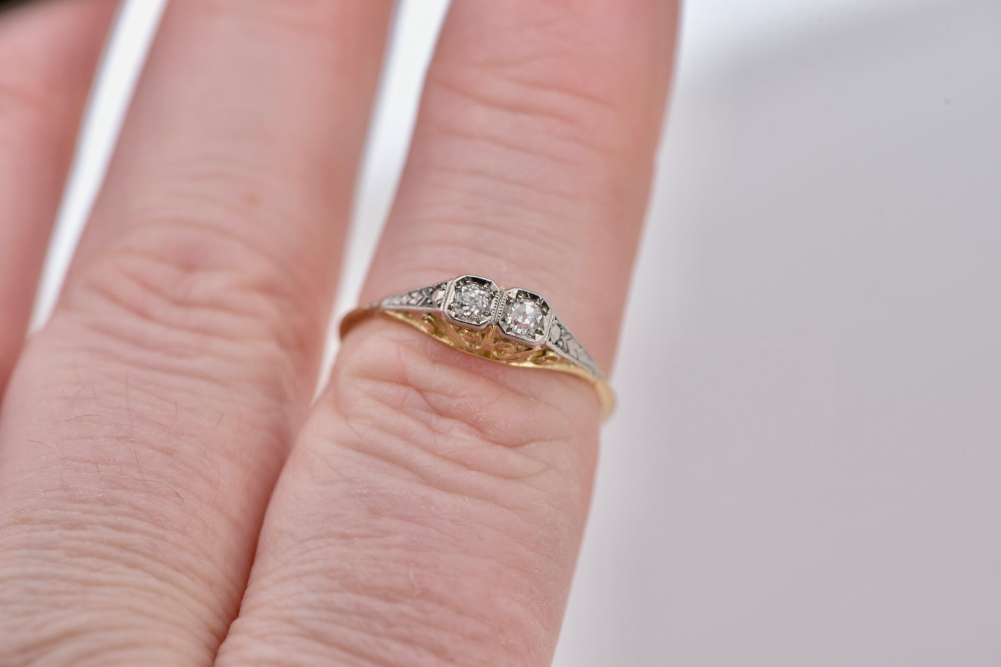 Bonnie and Belle 3 - 18ct diamond Toi et Moi with 9ct white gold detail