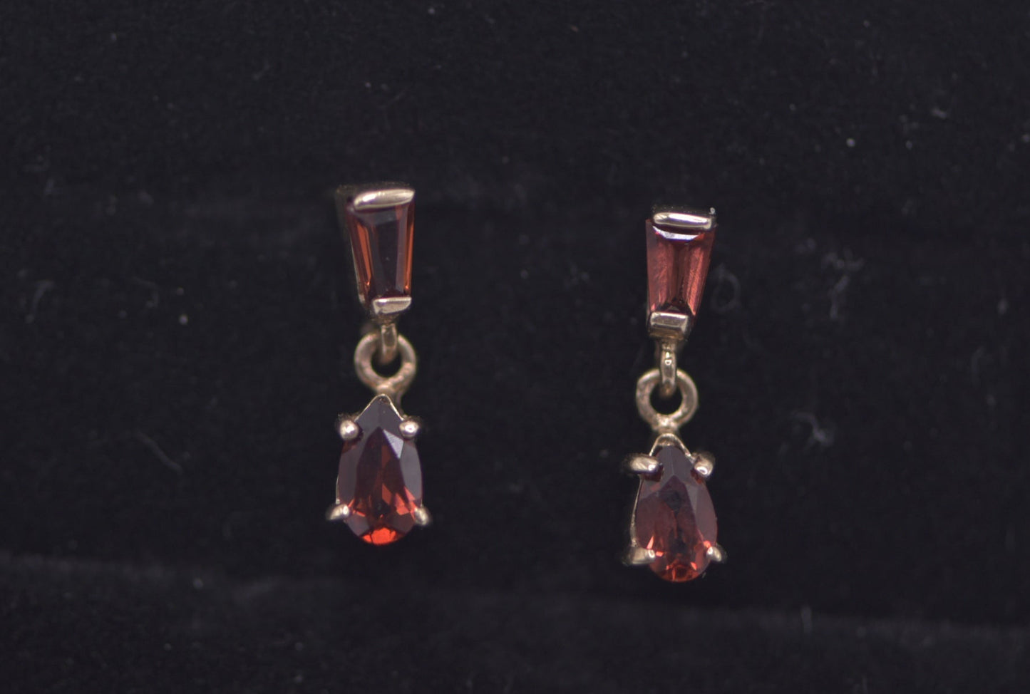 Dainty Garnet drop earrings