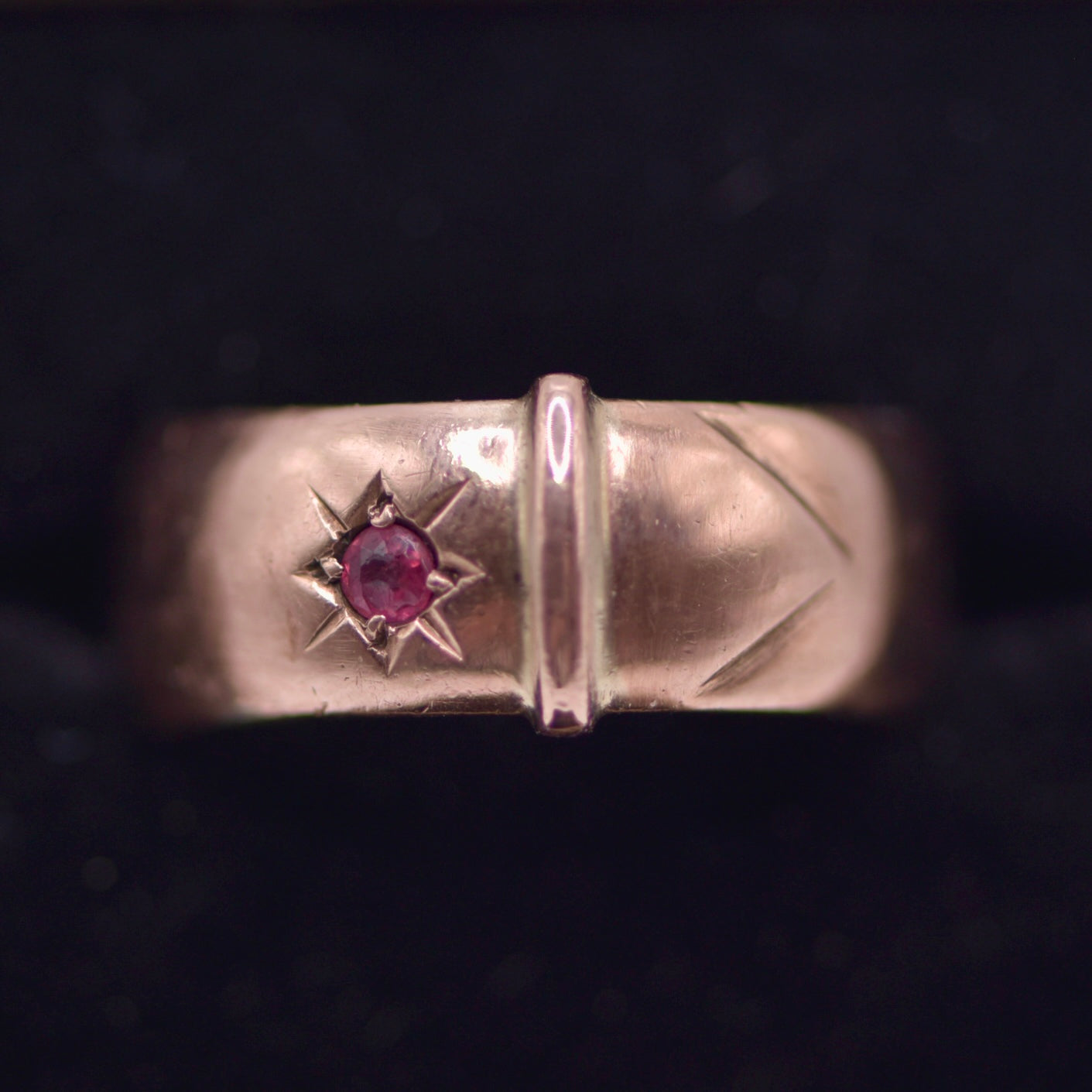 9ct rose gold buckle ring by early Australian Jewellers