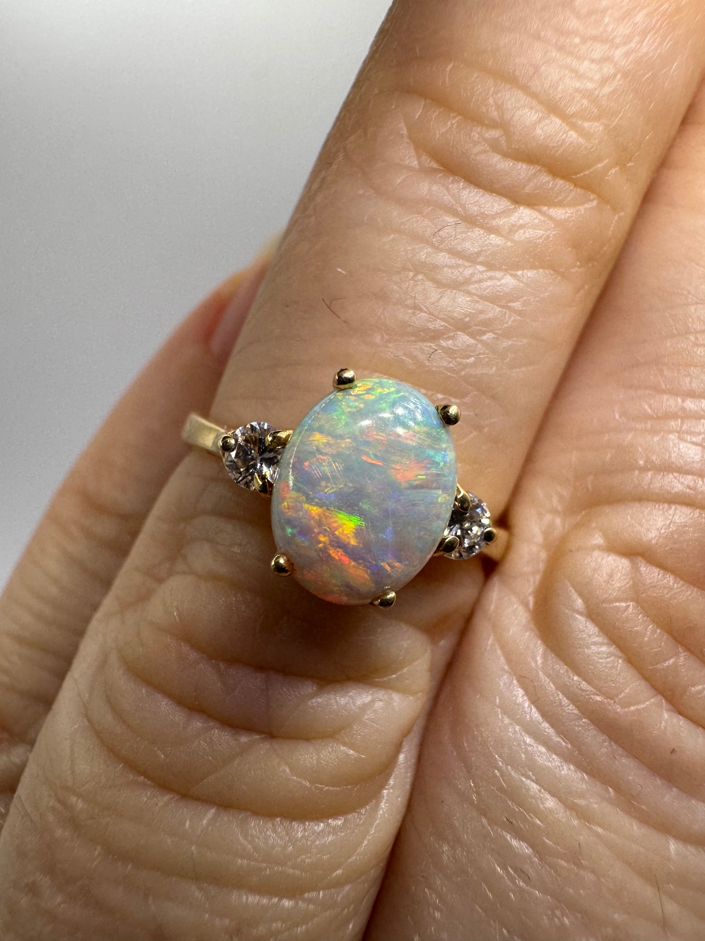 Zoe - 18ct yellow gold vintage Australian Opal and Diamond ring