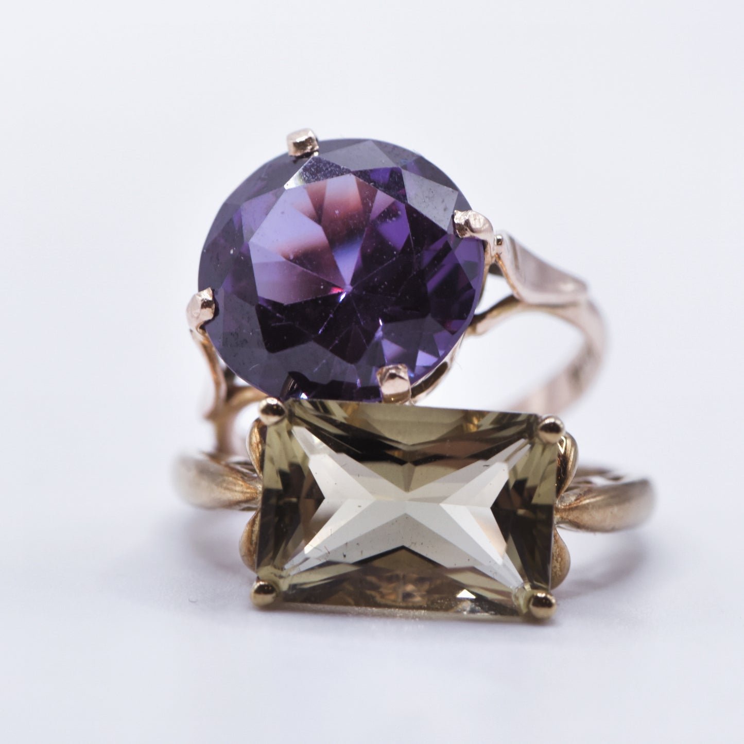 Vintage rose gold purple stone ring