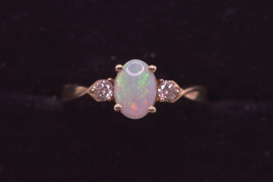 Ophelia ring  - 9ct yellow gold ring with diamonds and opal