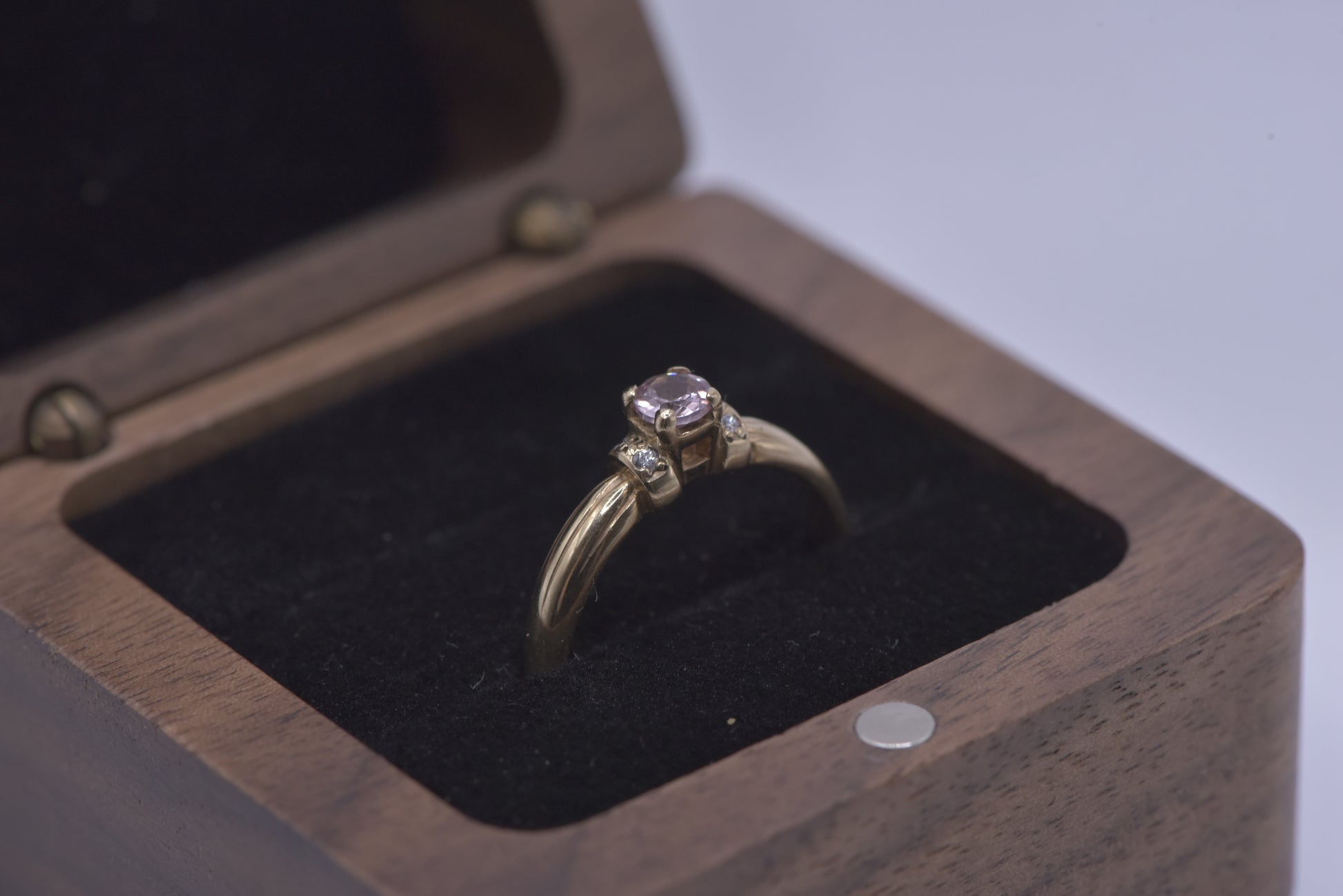 Roxy - 9ct blush pink rare Australian garnet ring with diamonds ...