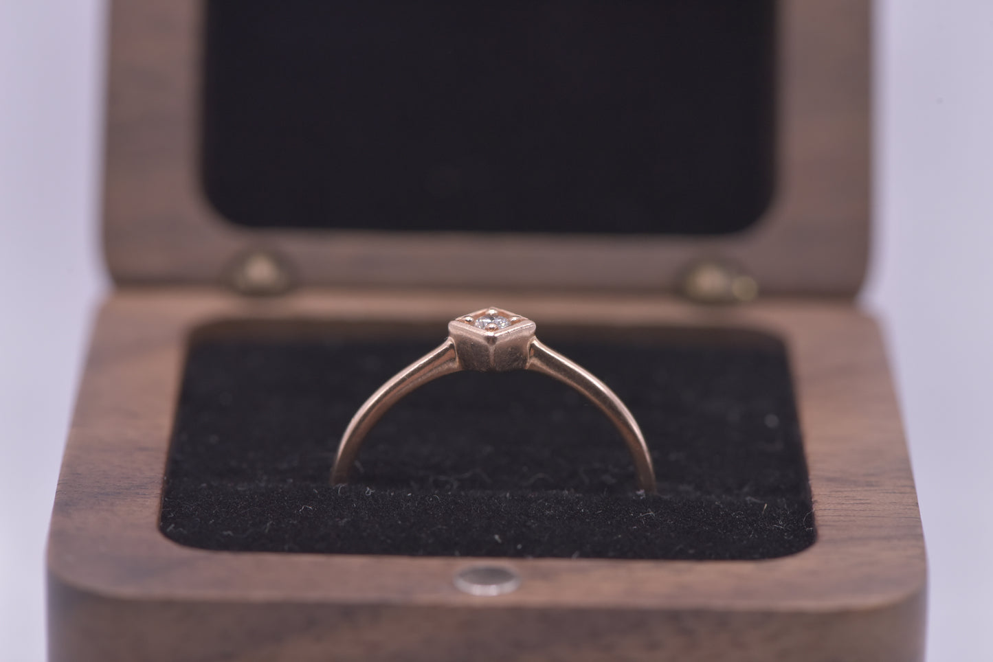 Claudette - Rose gold diamond in square setting - ring