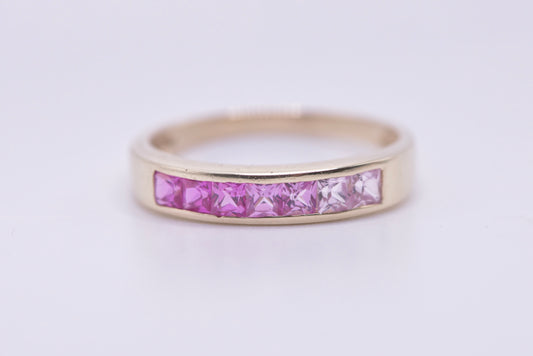 Zahna - 9ct yellow gold and Ombre pink stone ring