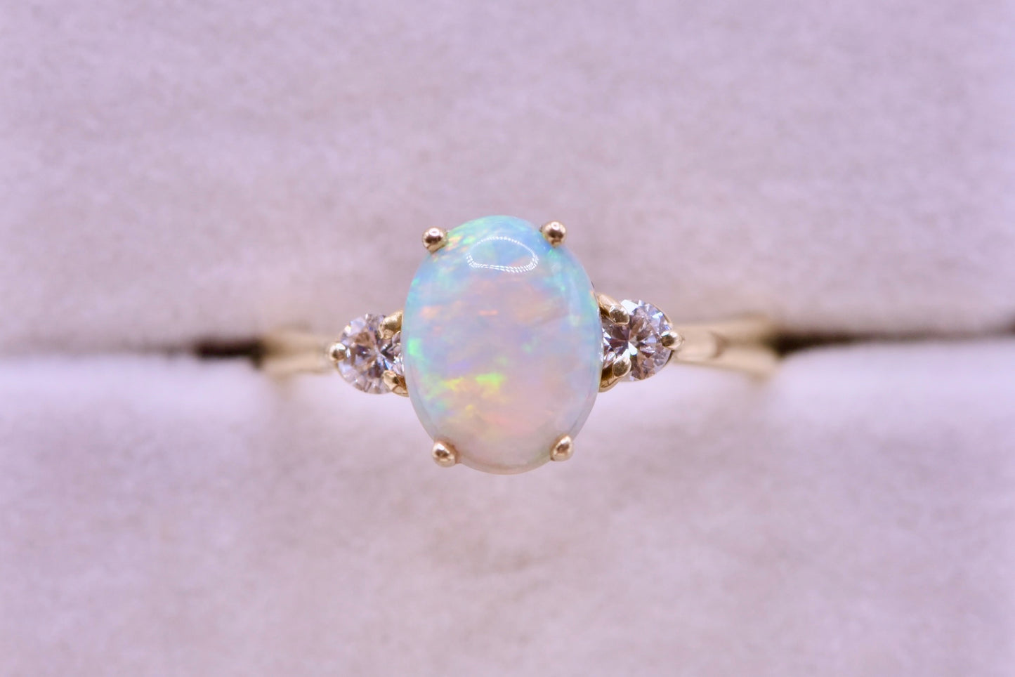 Zoe - 18ct yellow gold vintage Australian Opal and Diamond ring