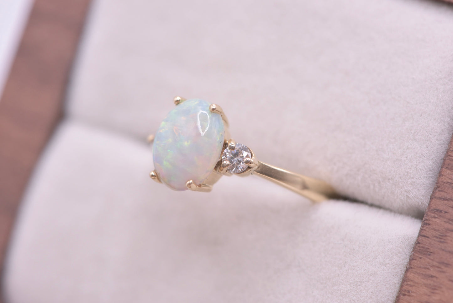 Zoe - 18ct yellow gold vintage Australian Opal and Diamond ring