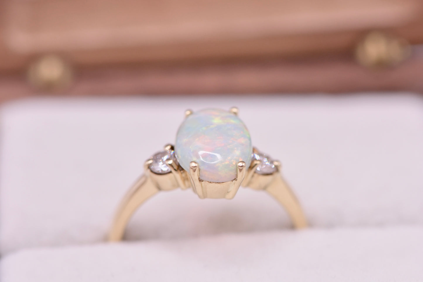 Zoe - 18ct yellow gold vintage Australian Opal and Diamond ring