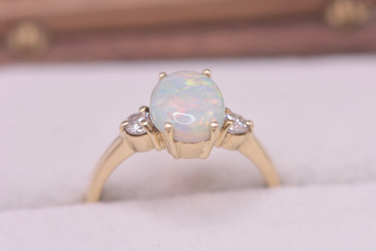 Zoe - 18ct yellow gold vintage Australian Opal and Diamond ring