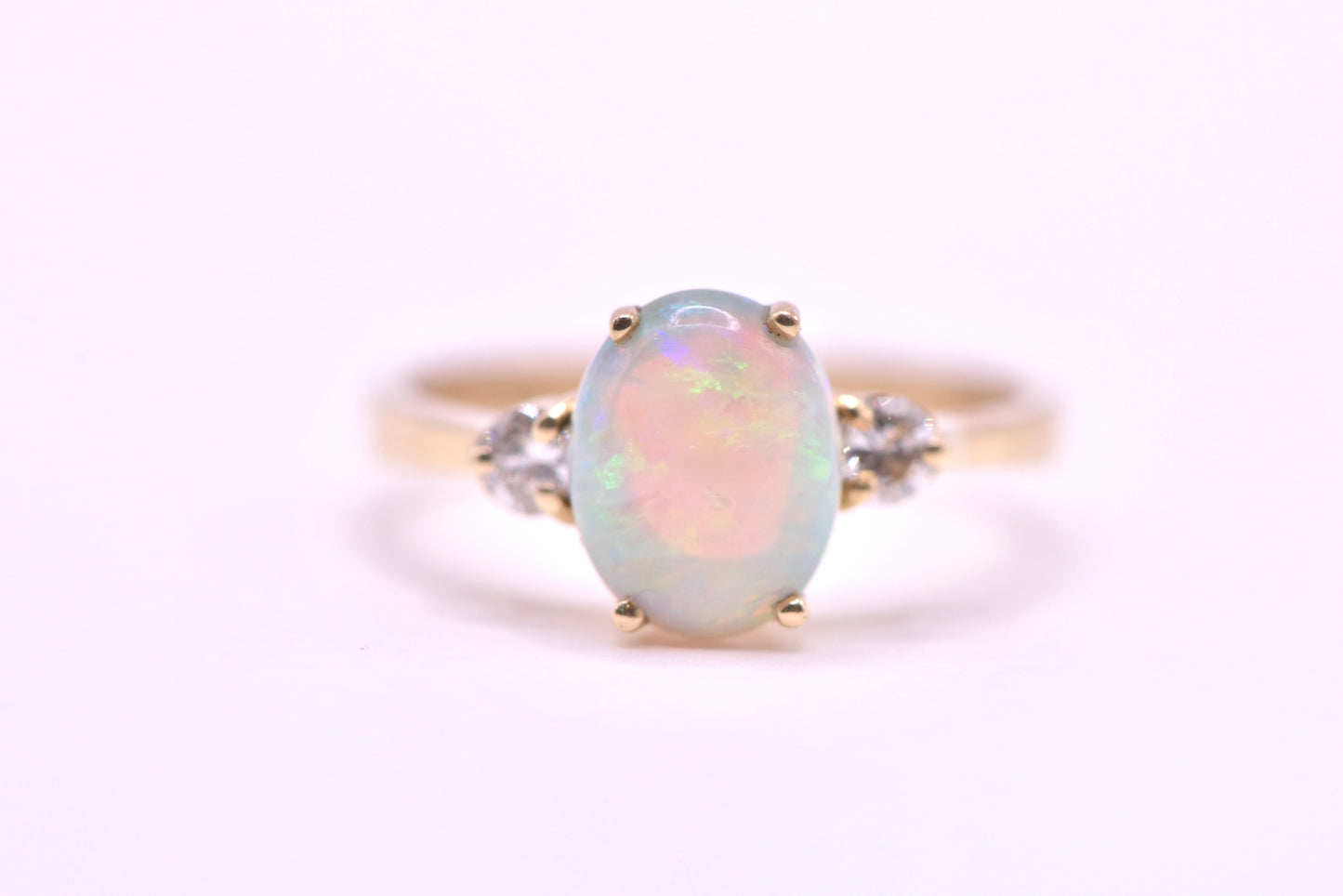 Zoe - 18ct yellow gold vintage Australian Opal and Diamond ring