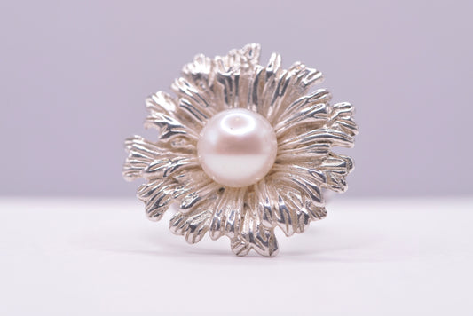 Zakia - Sea flower STERLING SILVER pearl ring