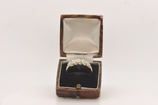 Winter  - Size T 9ct Opal 5 stone ring - gold ring