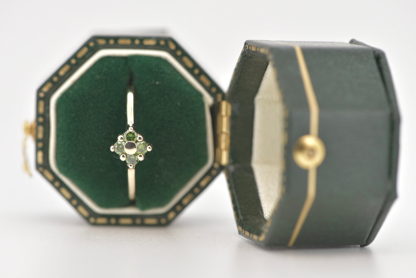 Shamrock - 9ct green sapphire ring Size N