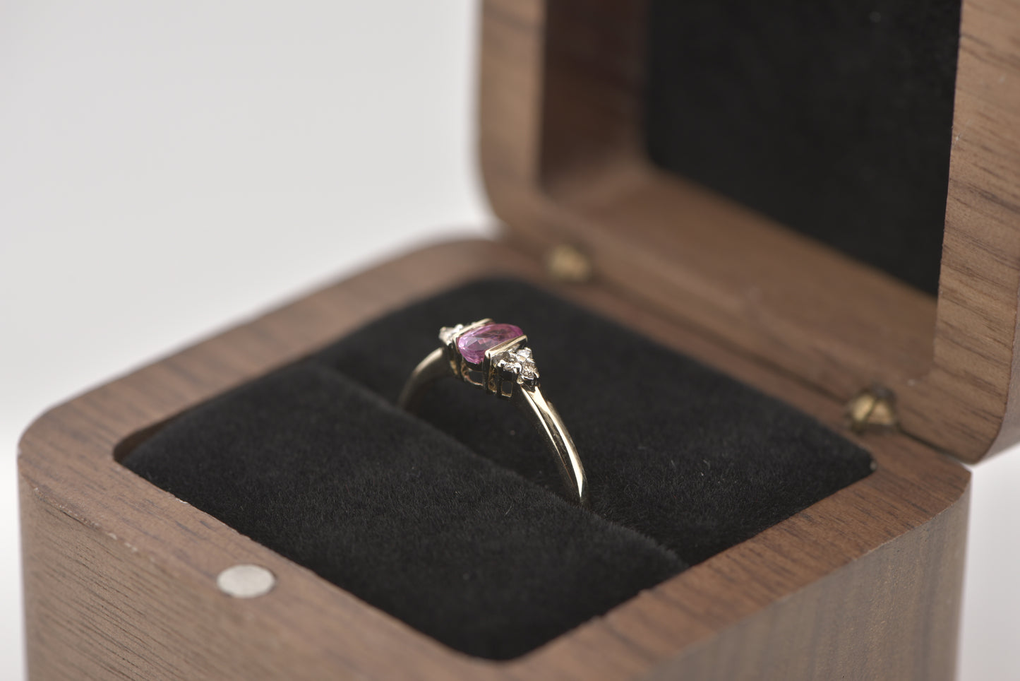 Sophie  - 9ct yellow gold ring with pink stone and diamonds