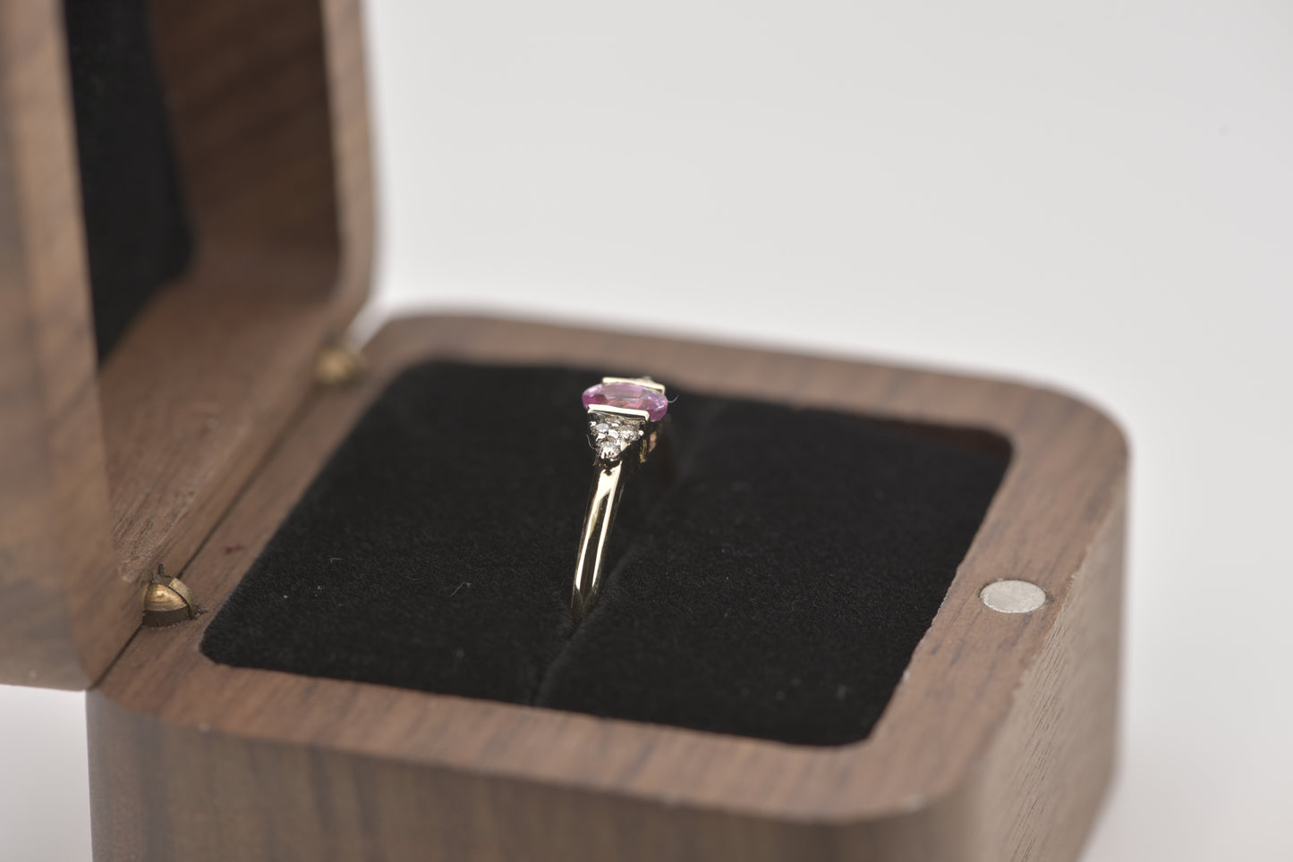 Sophie  - 9ct yellow gold ring with pink stone and diamonds