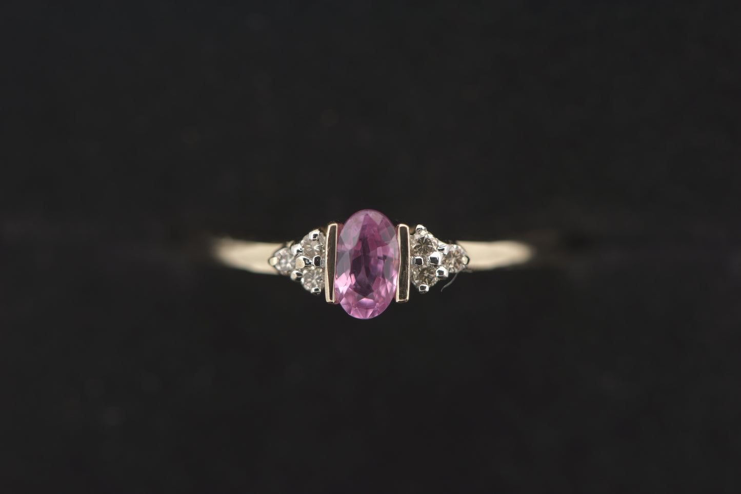 Sophie  - 9ct yellow gold ring with pink stone and diamonds