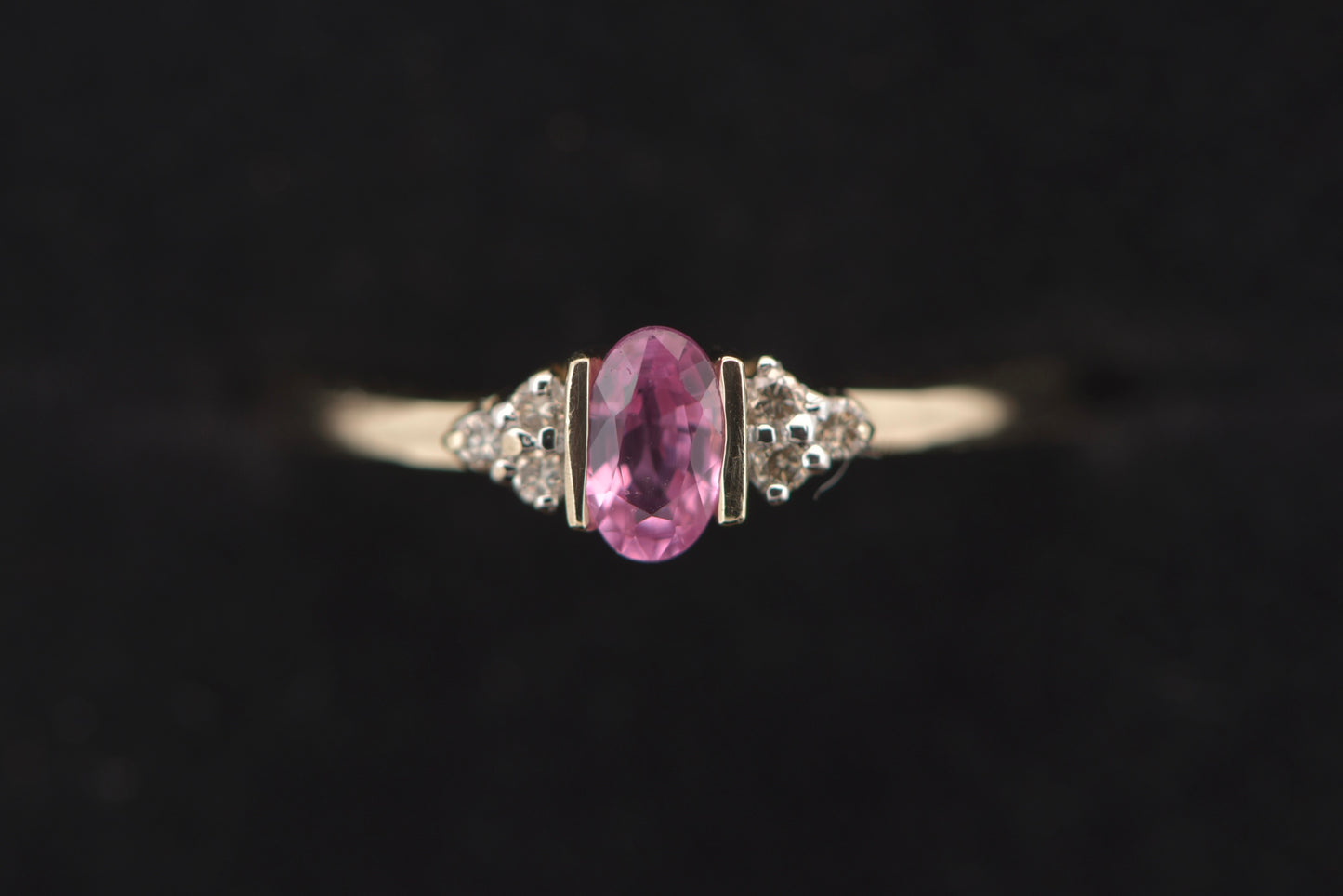 Sophie  - 9ct yellow gold ring with pink stone and diamonds