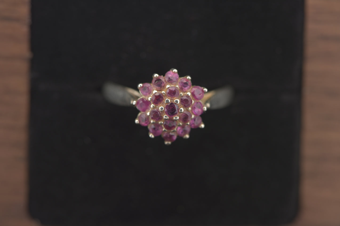 Silvia mini - Silver ring mini cocktail cluster ring with pink colored stones