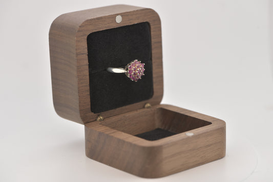 Silvia mini - Silver ring mini cocktail cluster ring with pink colored stones