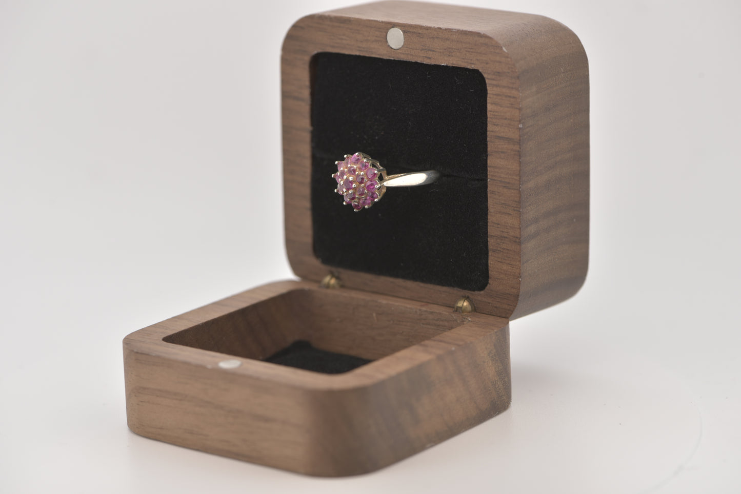 Silvia mini - Silver ring mini cocktail cluster ring with pink colored stones
