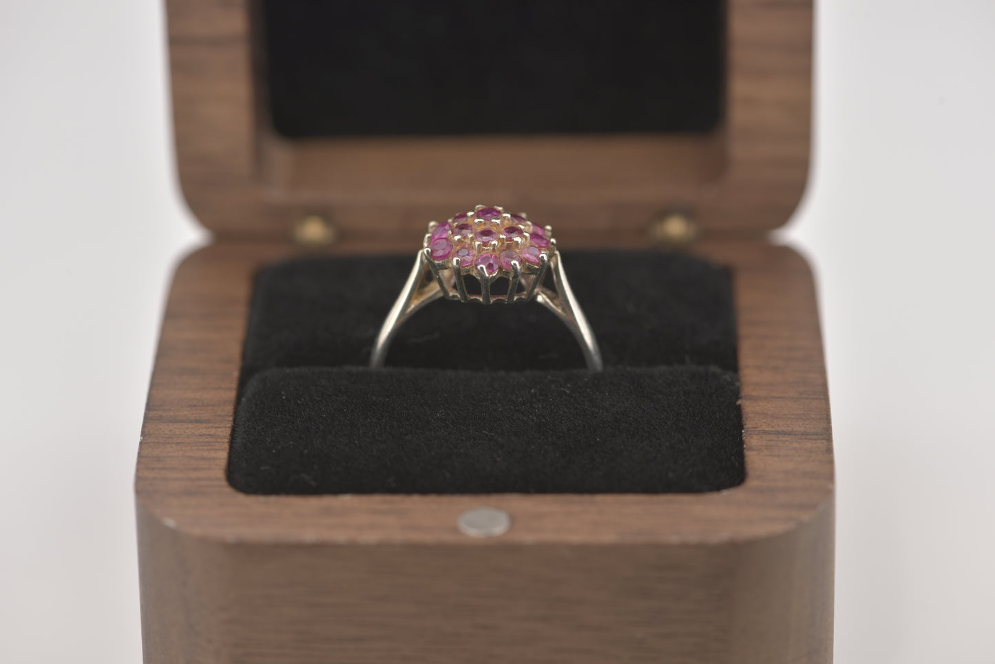 Silvia mini - Silver ring mini cocktail cluster ring with pink colored stones