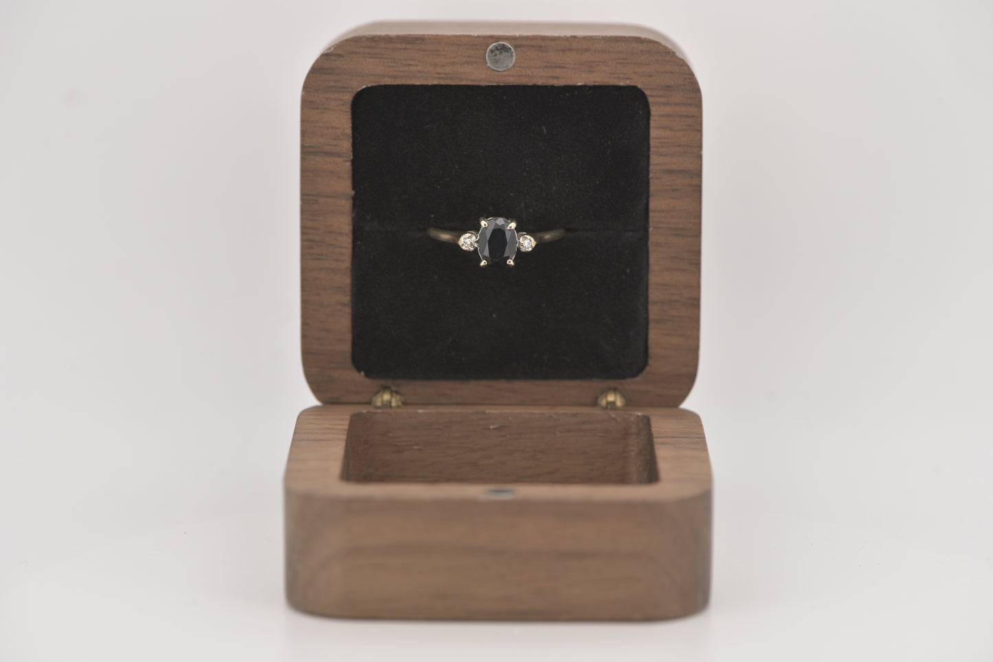 Sasha - Black Sapphire with diamonds in 9ct yellow gold ring