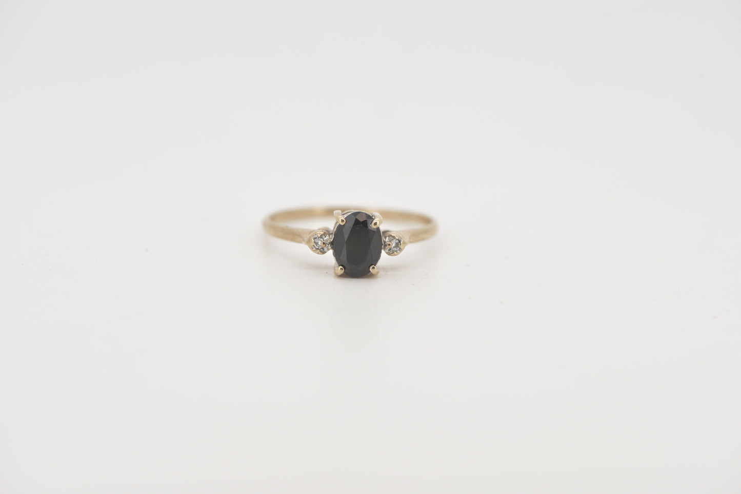 Sasha - Black Sapphire with diamonds in 9ct yellow gold ring