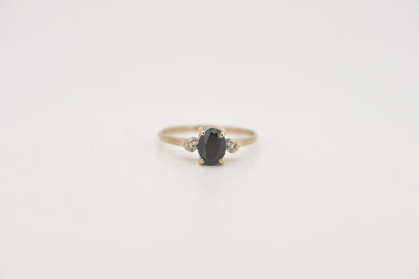 Sasha - Black Sapphire with diamonds in 9ct yellow gold ring