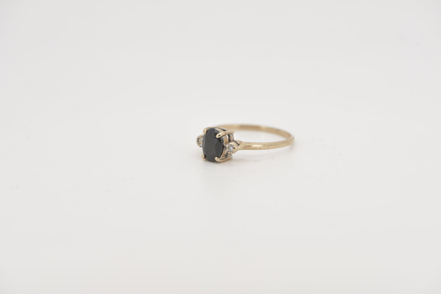 Sasha - Black Sapphire with diamonds in 9ct yellow gold ring
