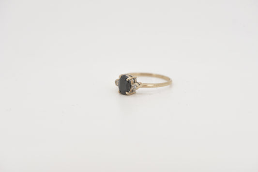 Sasha - Black Sapphire with diamonds in 9ct yellow gold ring