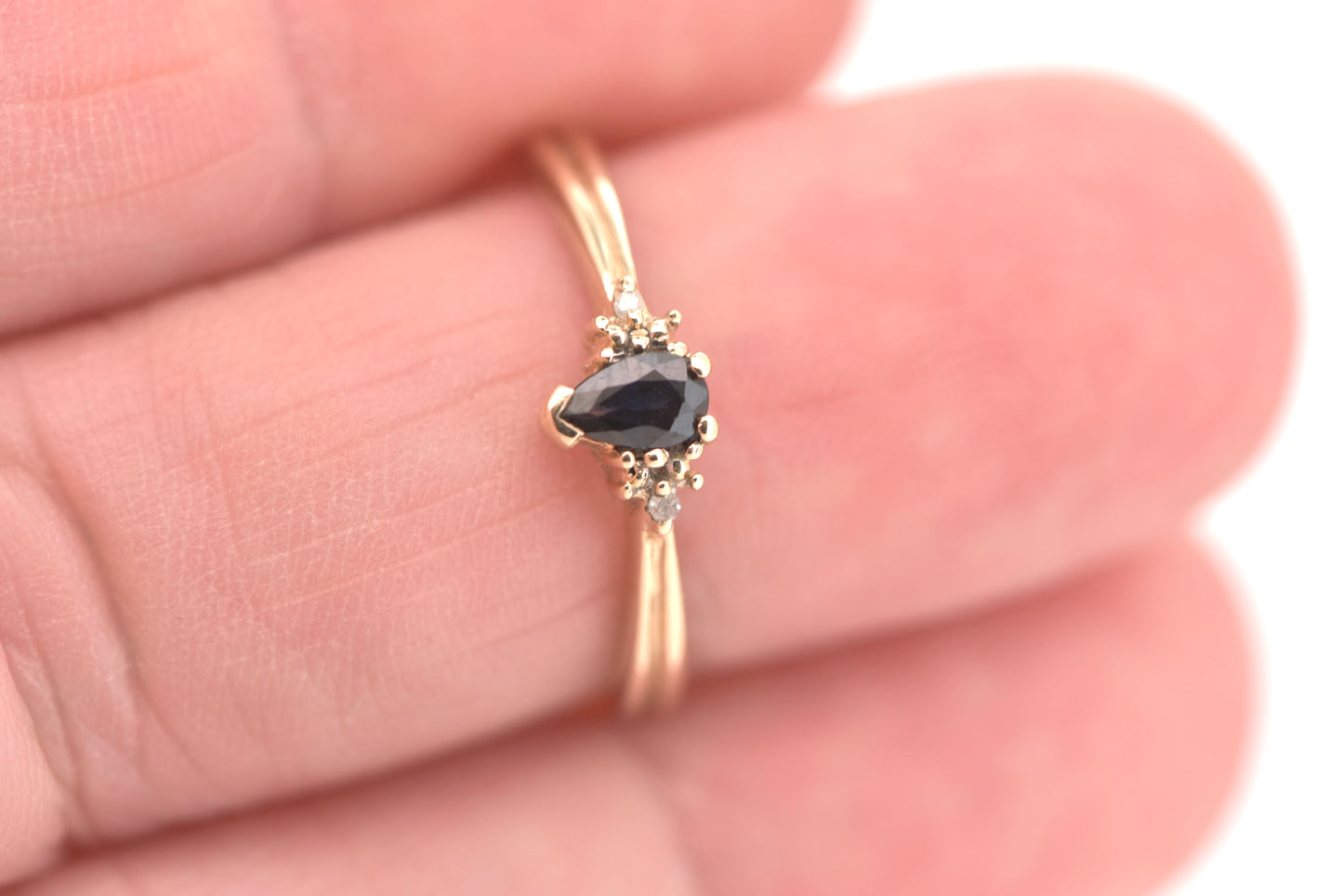 Starrie  - Blue sapphire with diamonds 9ct gold ring