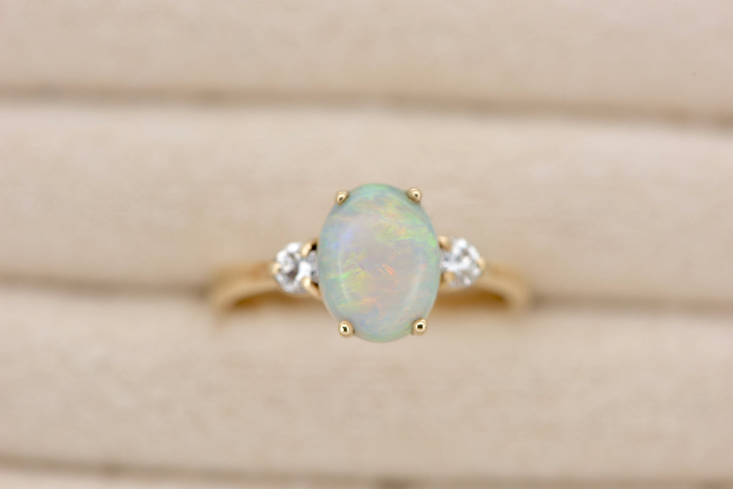 Zoe - 18ct yellow gold vintage Australian Opal and Diamond ring