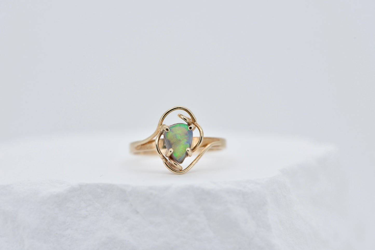 Angelina - 9ct retro solid Australian opal gold ring