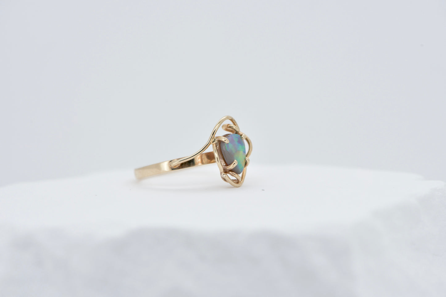 Angelina - 9ct retro solid Australian opal gold ring
